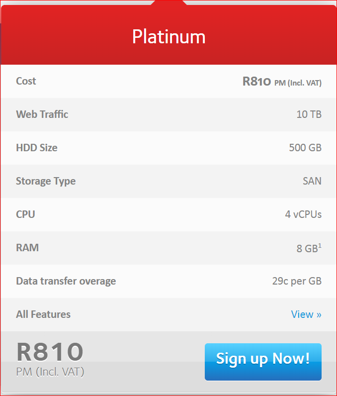 Afrihost platinum cloud hosting 