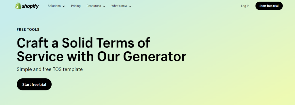 If your ecommerce store is built on Shopify, you're in luck. Shopify provides its own free terms and conditions generator as part of its platform. 