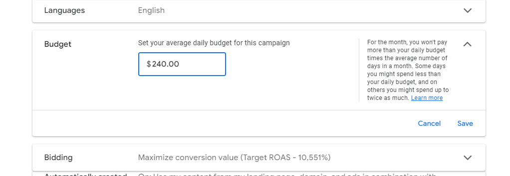 Setting Budgets and Bids