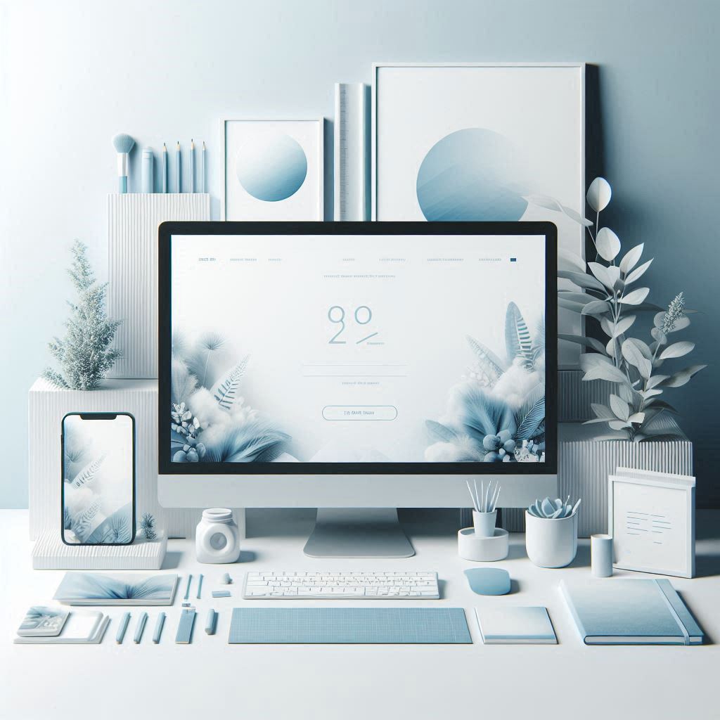 Blue and white e-commerce website design