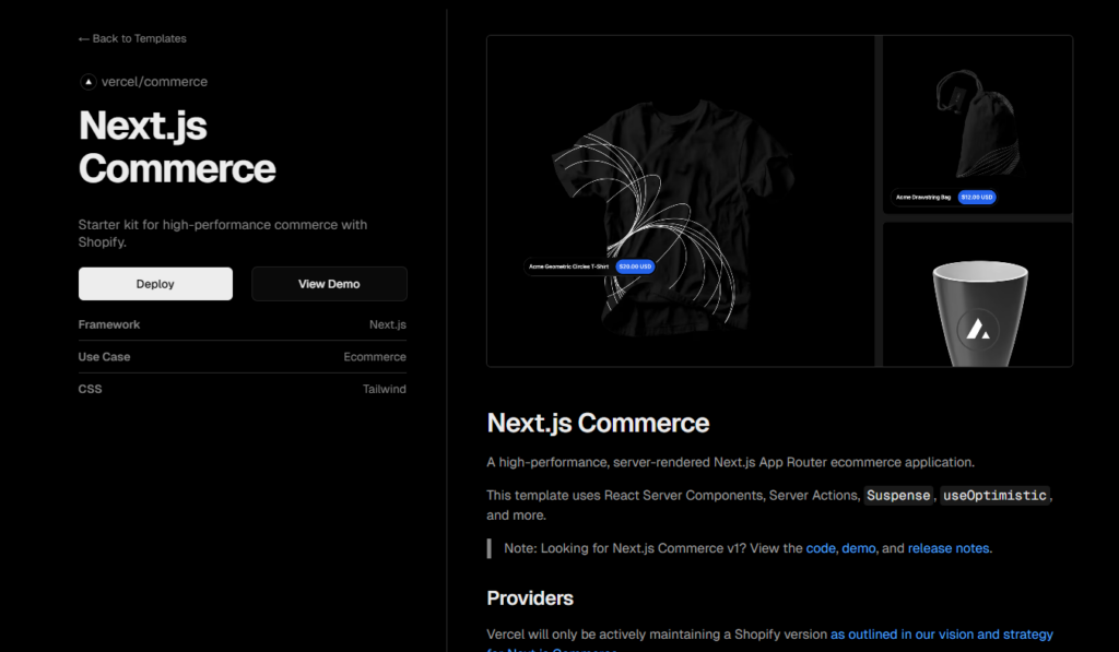 Next.js Commerce is a headless commerce platform built on top of the popular Next.js framework. It offers a lot of flexibility and control.