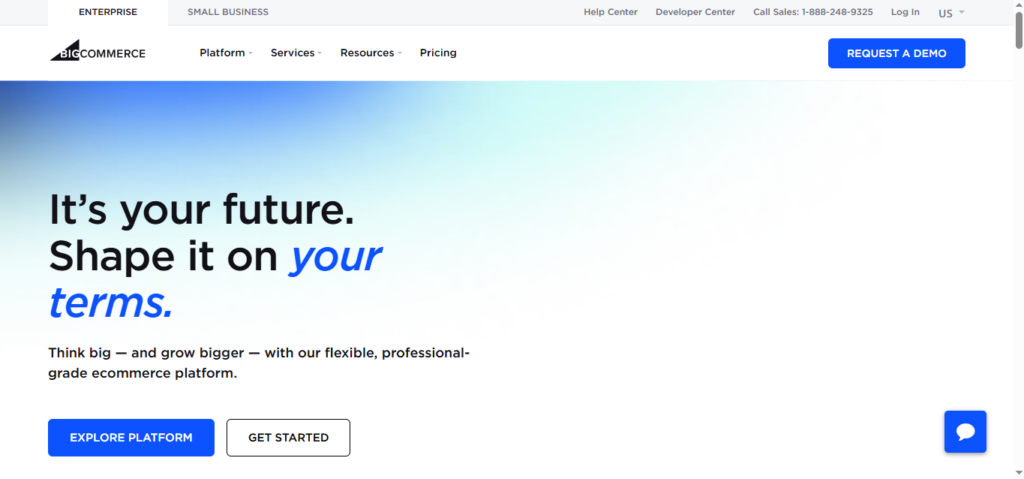 a screenshot of big commerce platform